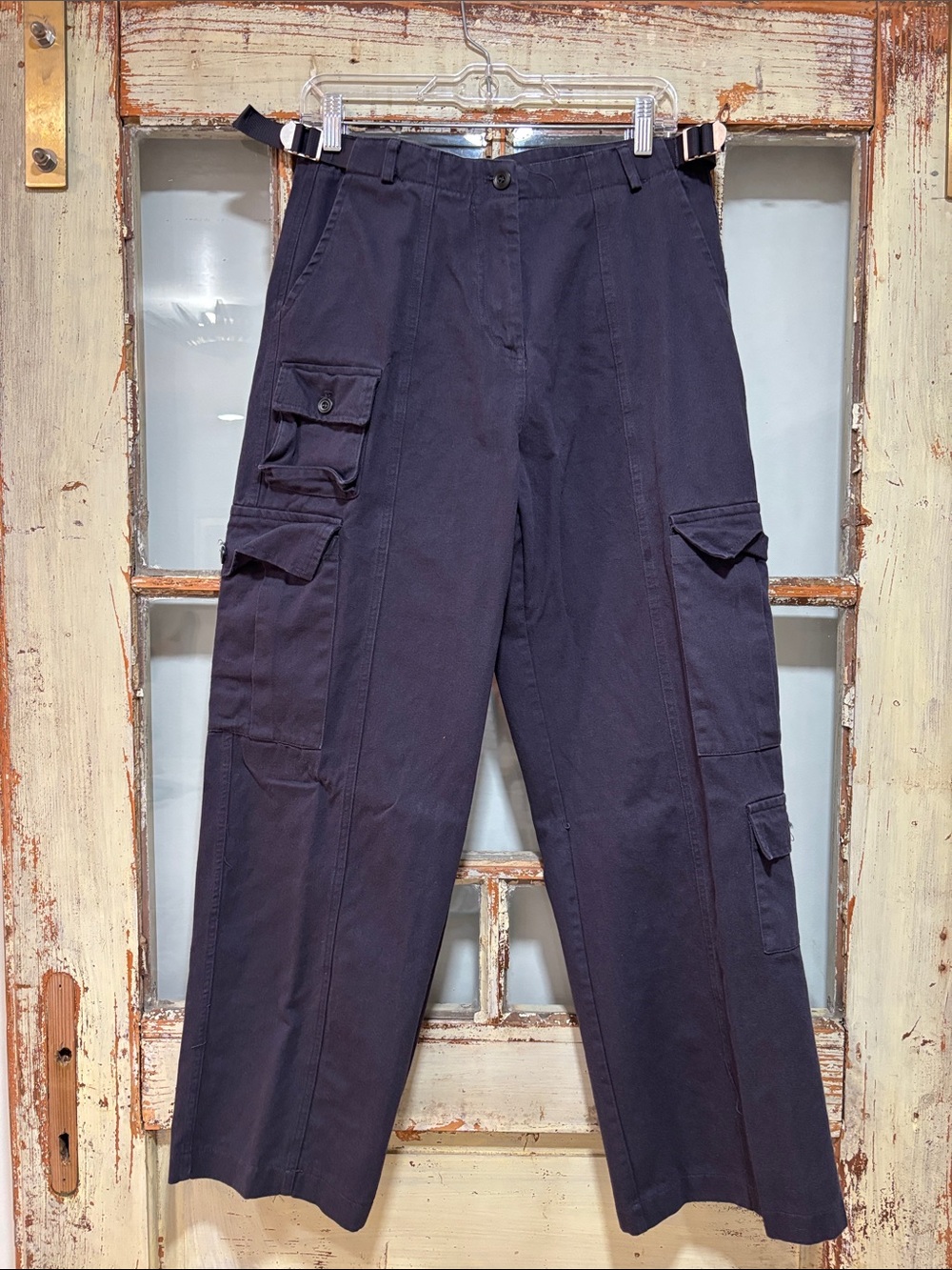 Moon River Dark Navy Straight-Leg Cargo Pants